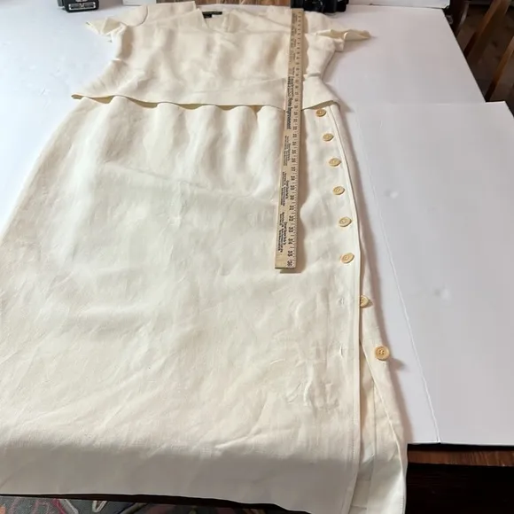 Jones New York Formal 72% silk , 28% linen cream maxi dress with button details