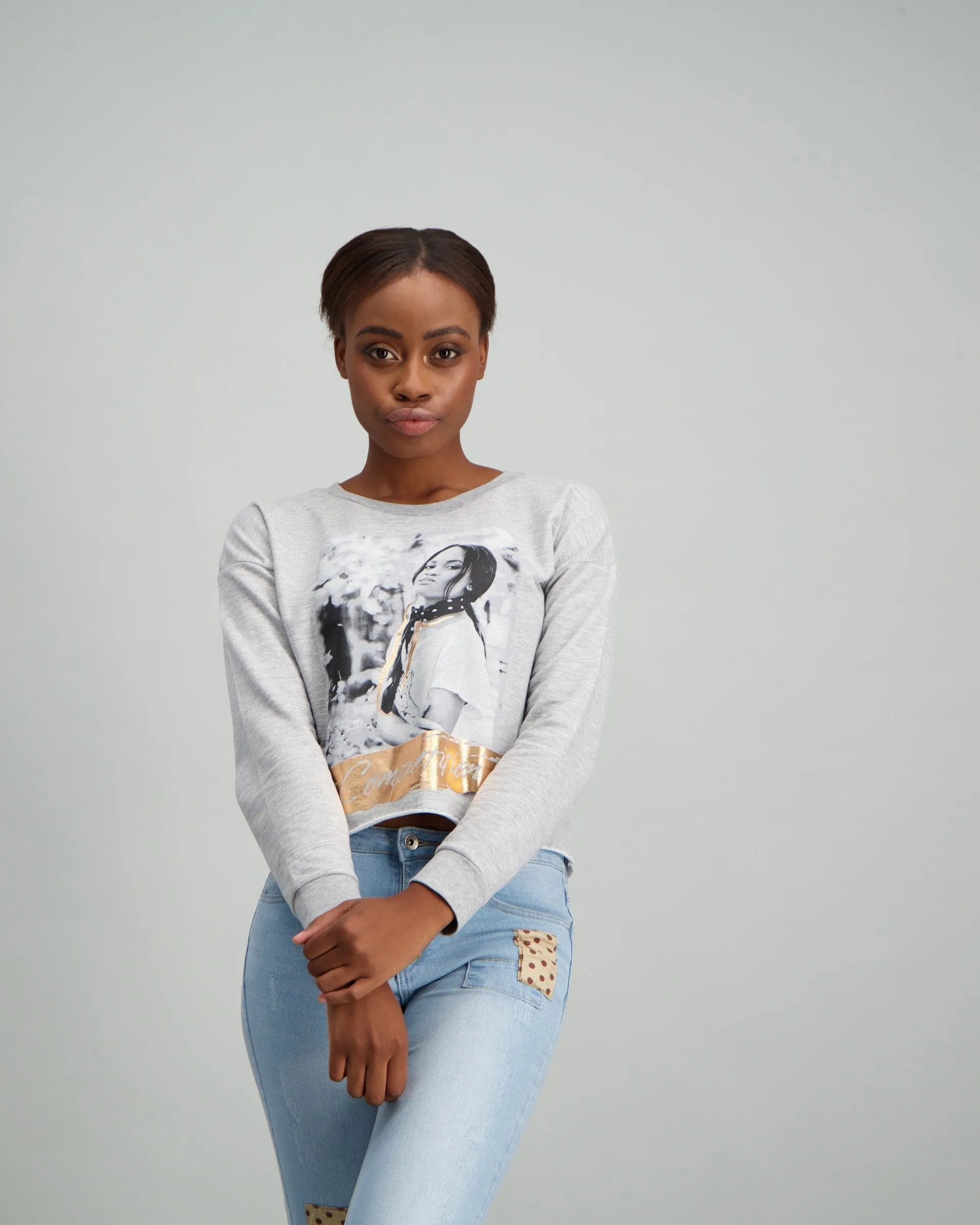 Ladies Crew Pullover - Grey Melange