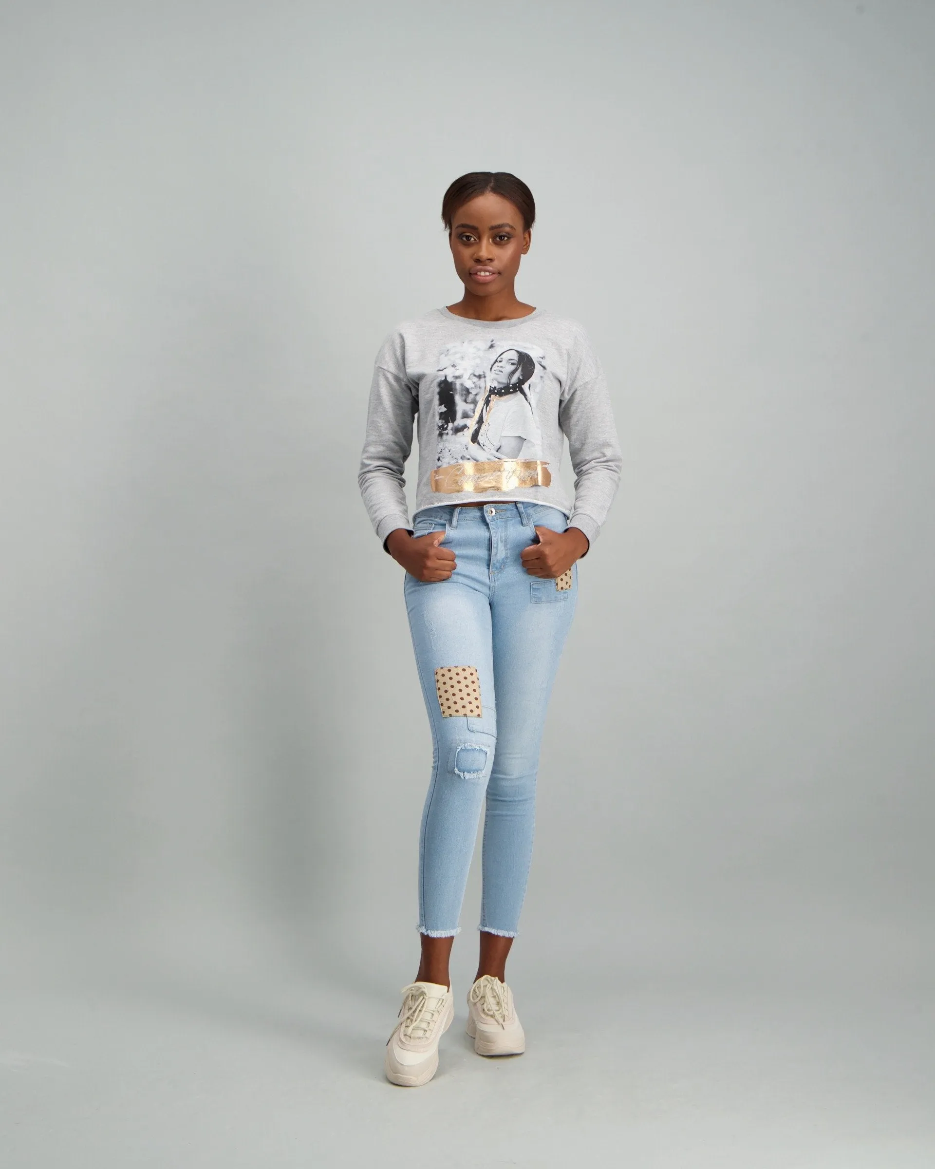 Ladies Crew Pullover - Grey Melange