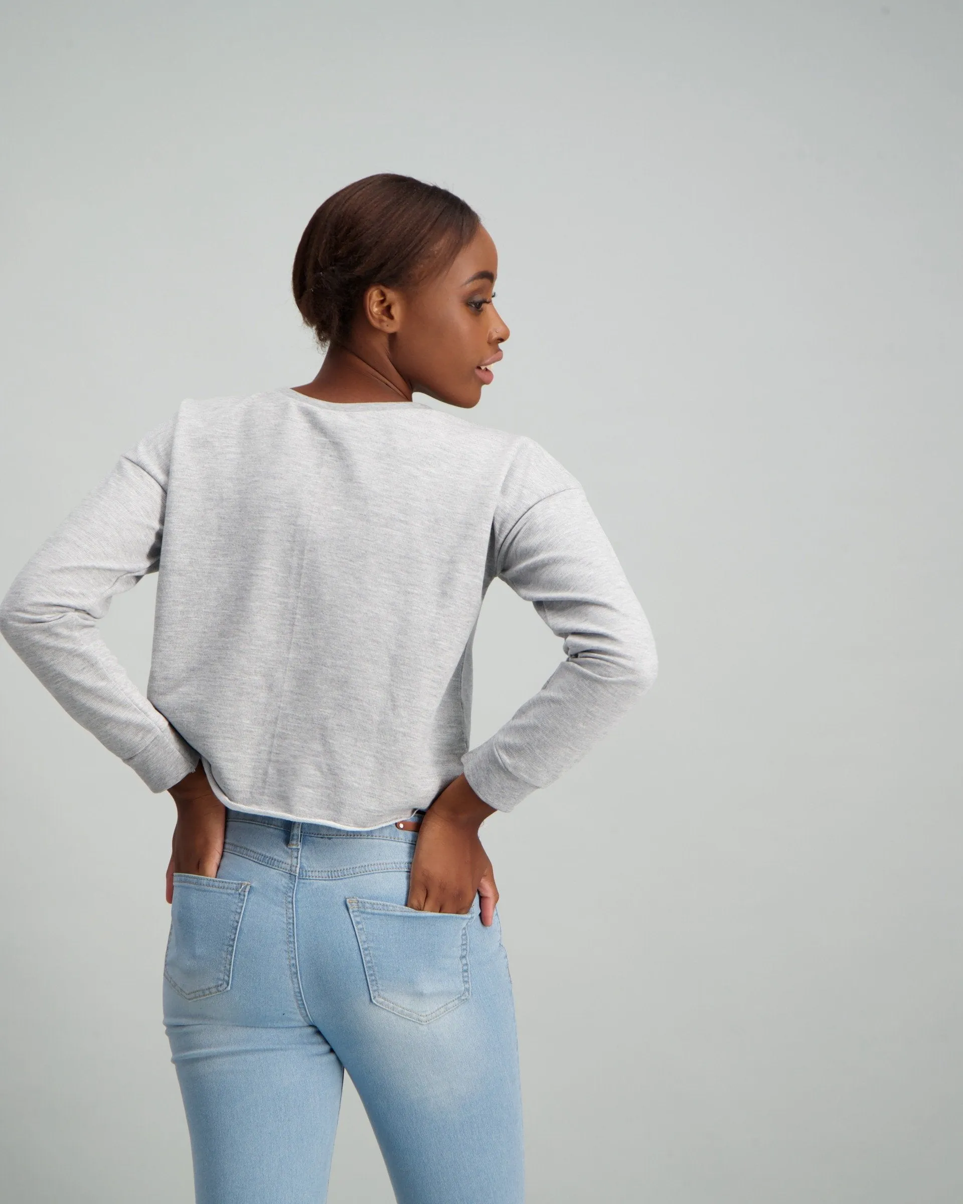 Ladies Crew Pullover - Grey Melange
