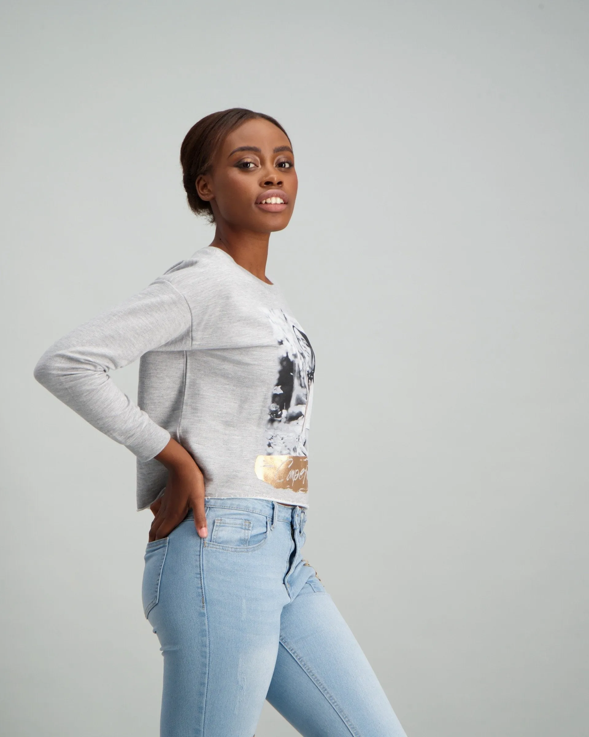 Ladies Crew Pullover - Grey Melange