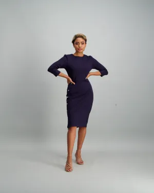 Ladies Studded Detail Bodycon Dress - Navy