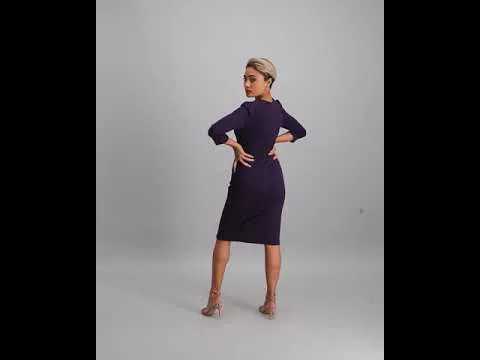 Ladies Studded Detail Bodycon Dress - Navy