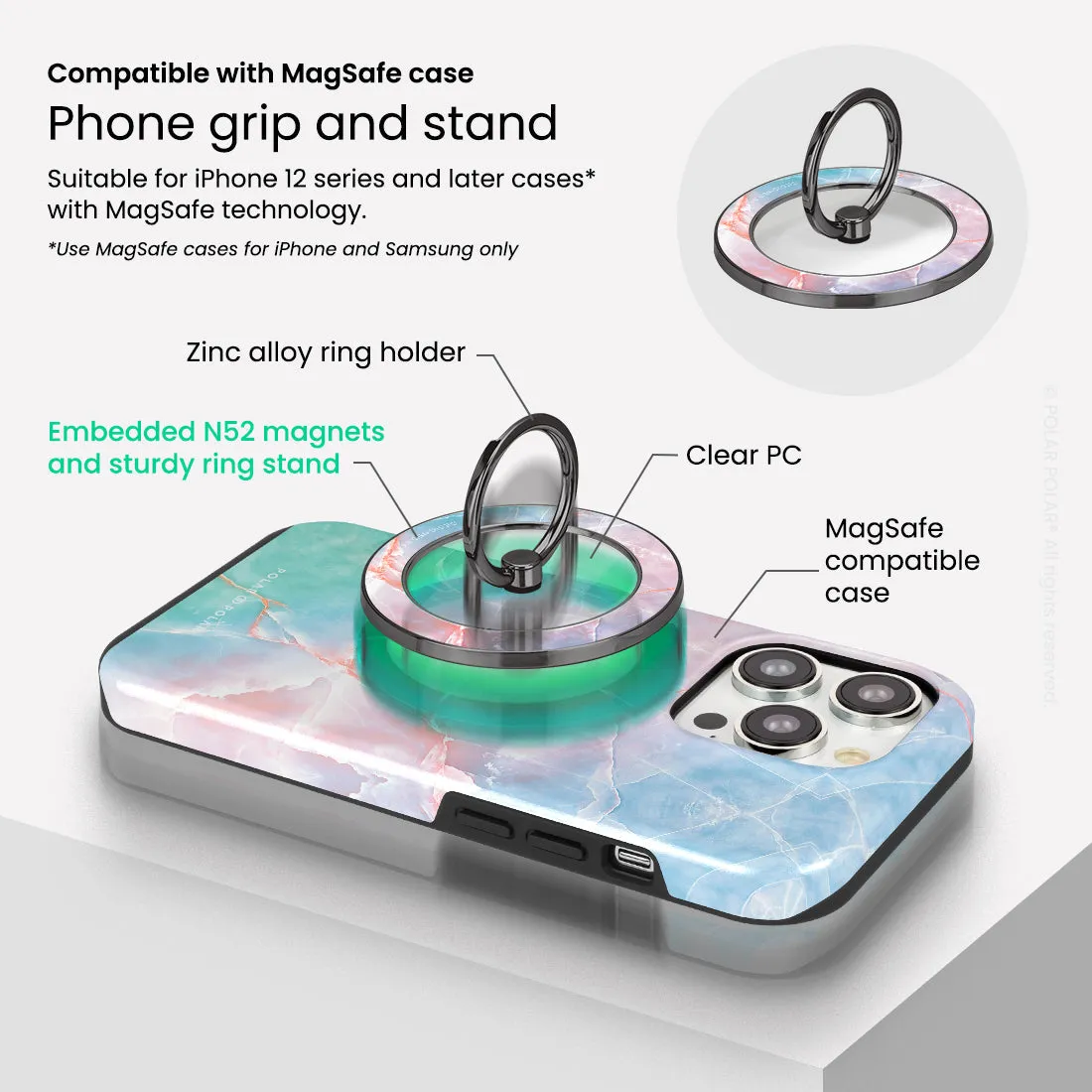 Magic Heaven - Black MagSafe Phone Grip and Ring Holder Stand