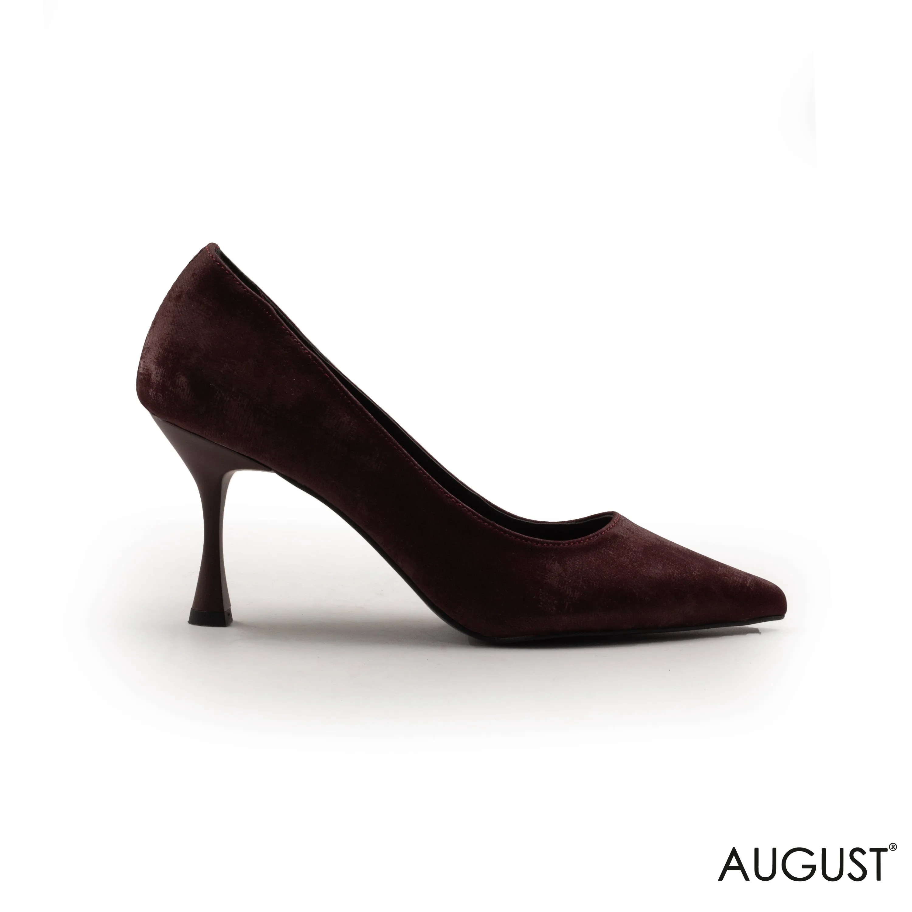 MAROON TEXTURED MID-HEEL SHOES