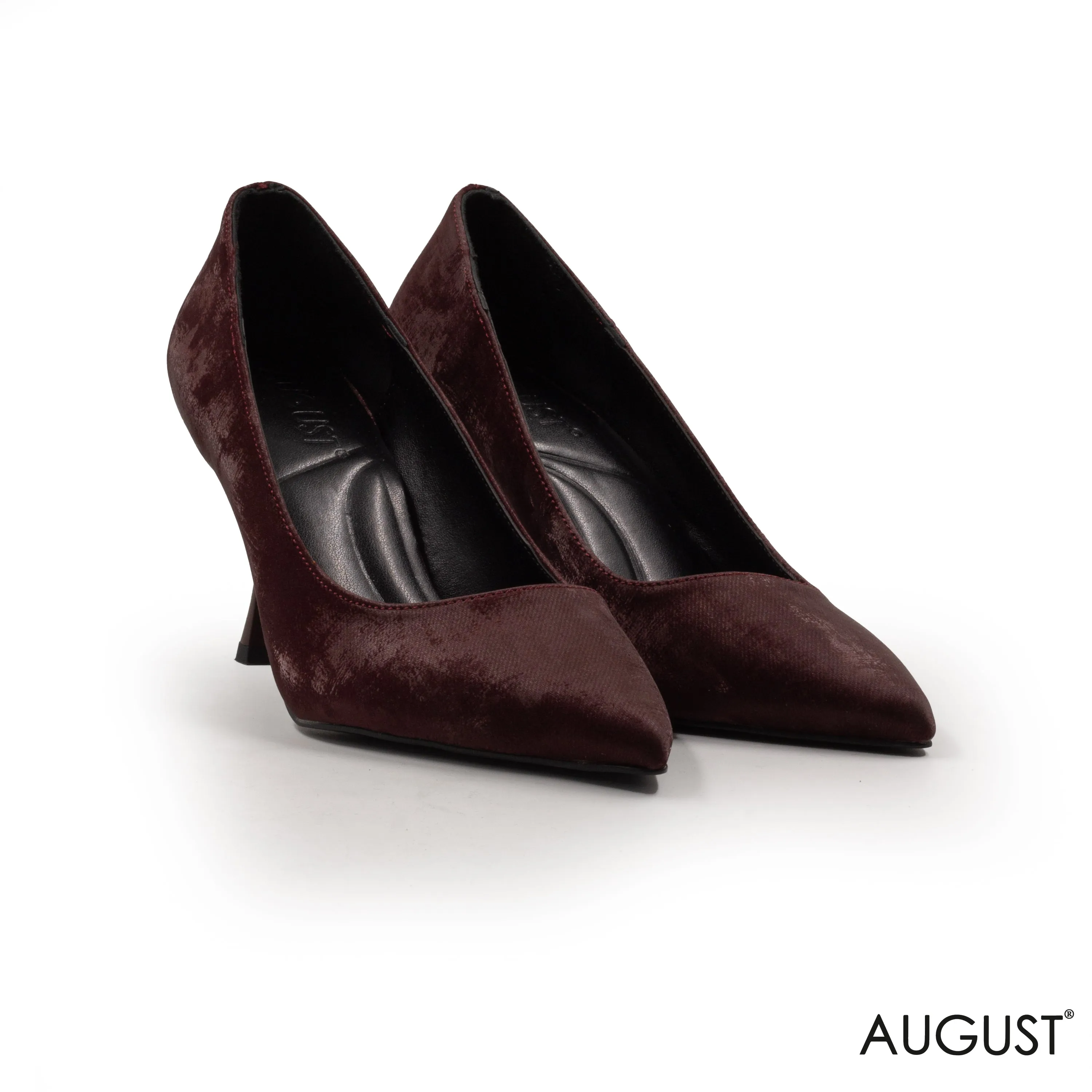 MAROON TEXTURED MID-HEEL SHOES