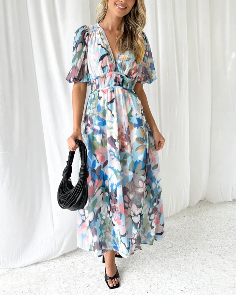 Maxi Dress – Soft Floral Print – Elegant Daywear