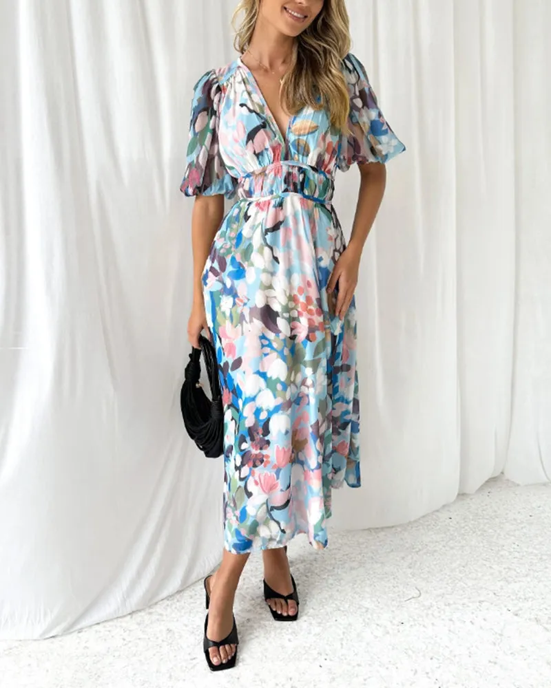 Maxi Dress – Soft Floral Print – Elegant Daywear