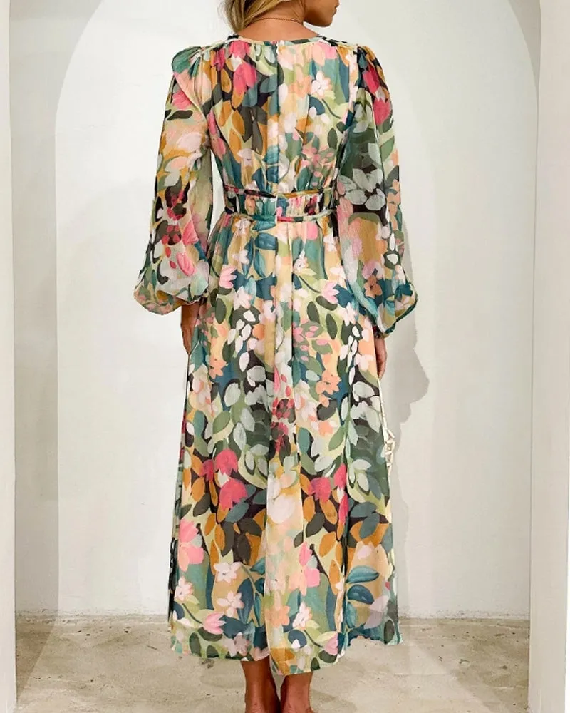 Maxi Dress – Soft Floral Print – Elegant Daywear
