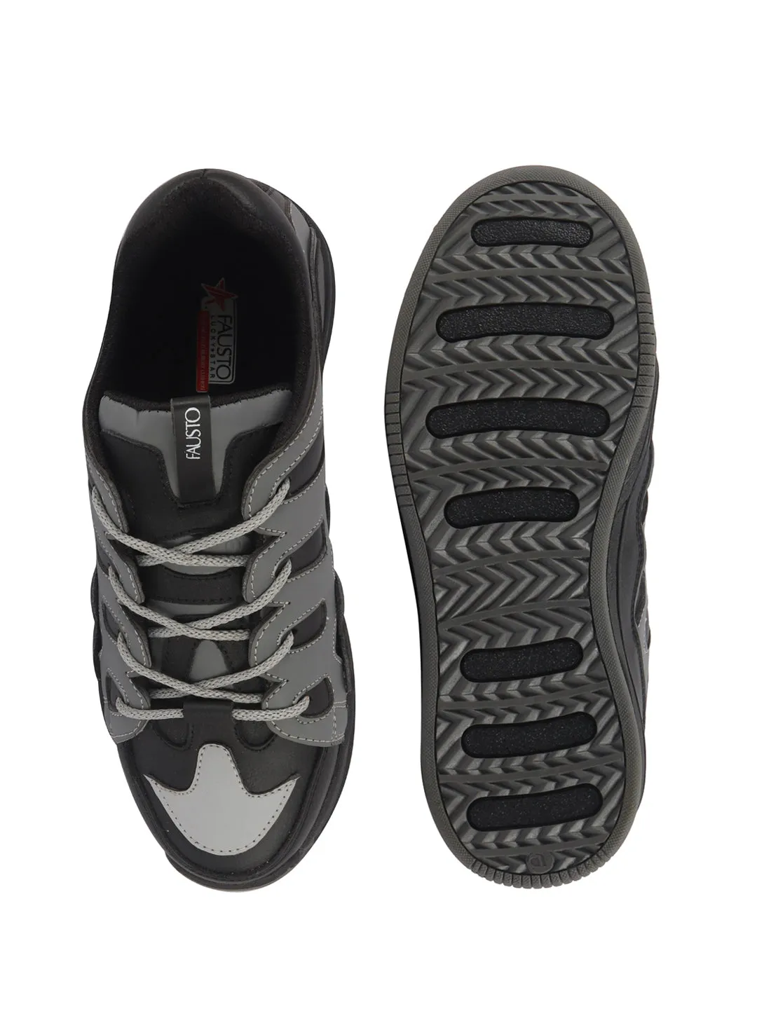 Men Black Retro Streetwear Chunky Rugged Sneakers | Heavy Duty Gen-Z Korean Casual Shoes | Memory Cushioned Insole