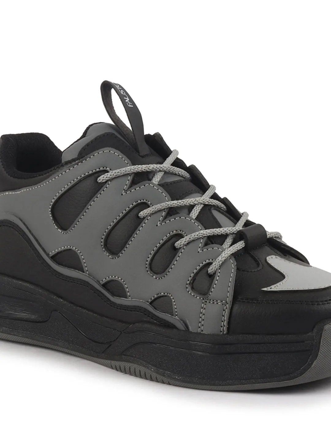Men Black Retro Streetwear Chunky Rugged Sneakers | Heavy Duty Gen-Z Korean Casual Shoes | Memory Cushioned Insole