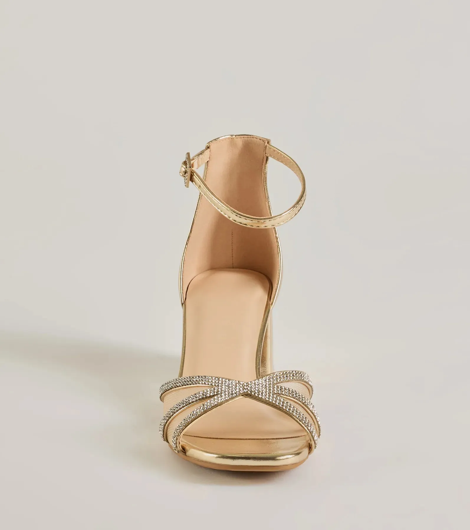 Mesmerizing Luxe Strappy Rhinestone Low-Block Heels