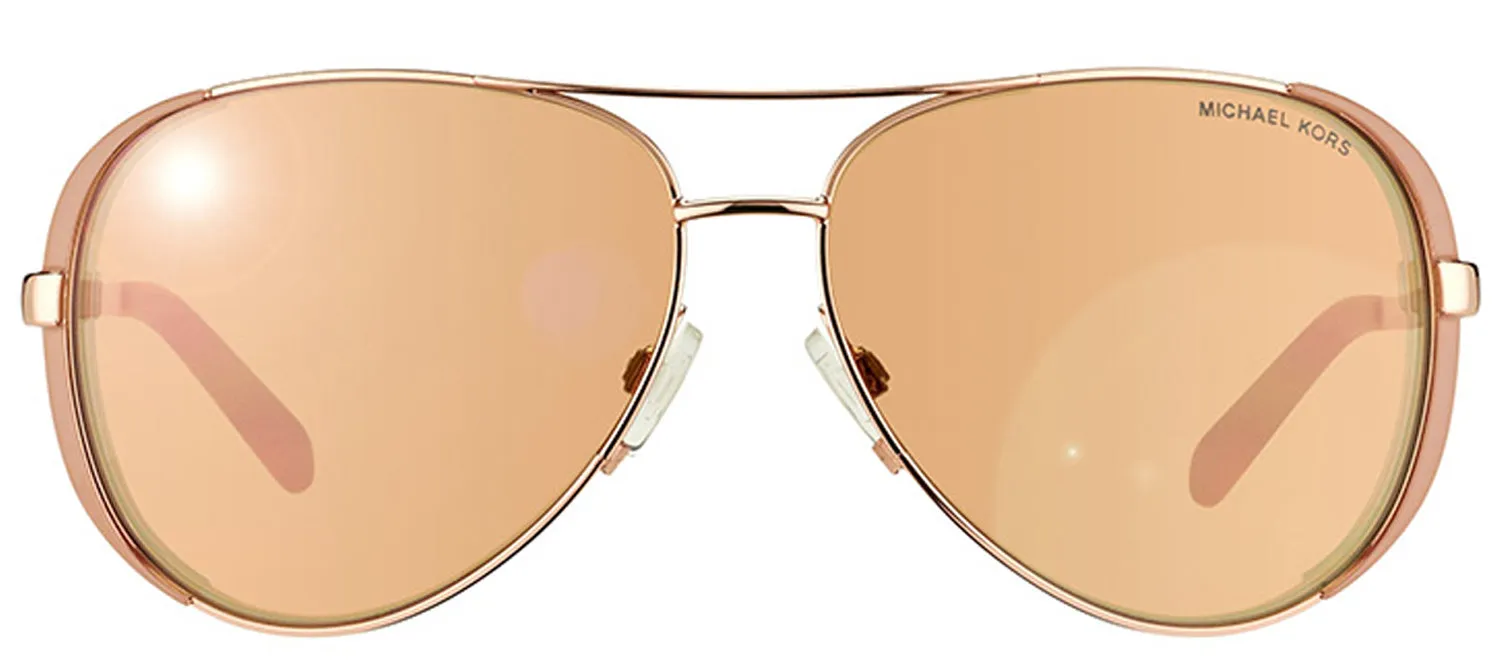 Michael Kors Chelsea MK 5004 1017R1 Aviator Metal Gold Sunglasses with Rose Gold Mirror Lens