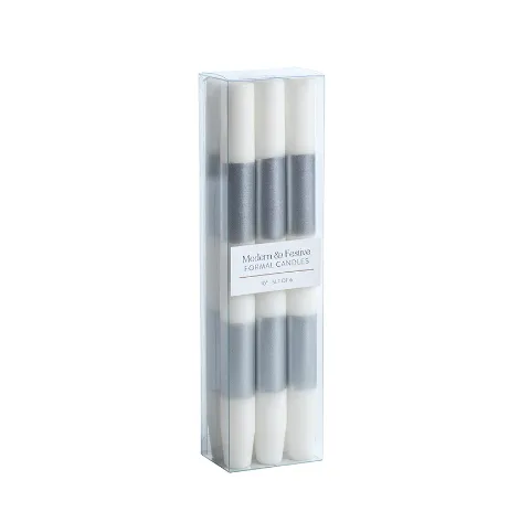 Modern & Festive Silver Formal Candles - Set of 6