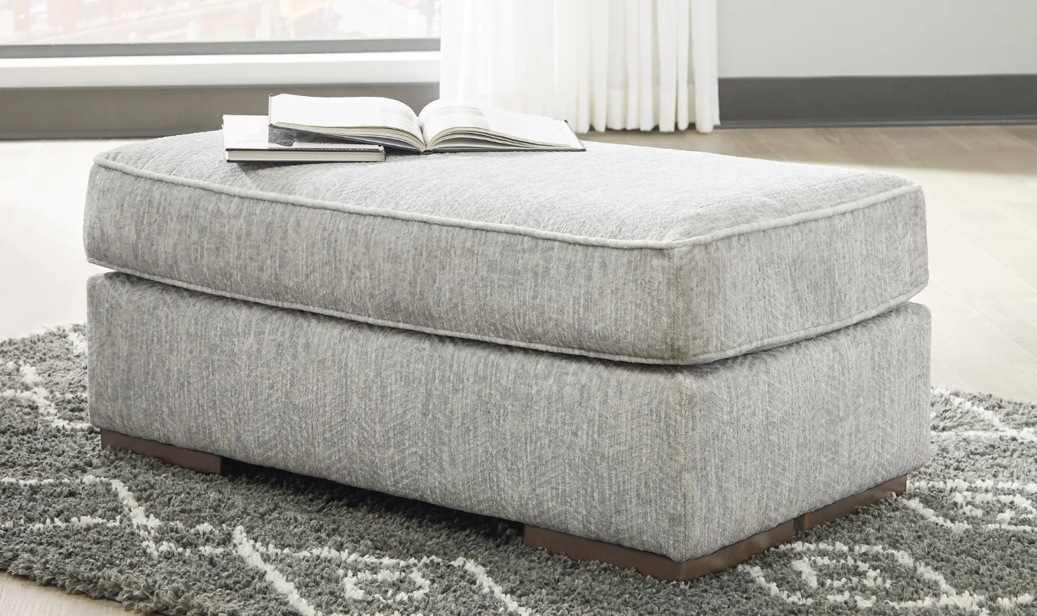 Modern Heritage Mercado Light Gray Fabric Ottoman