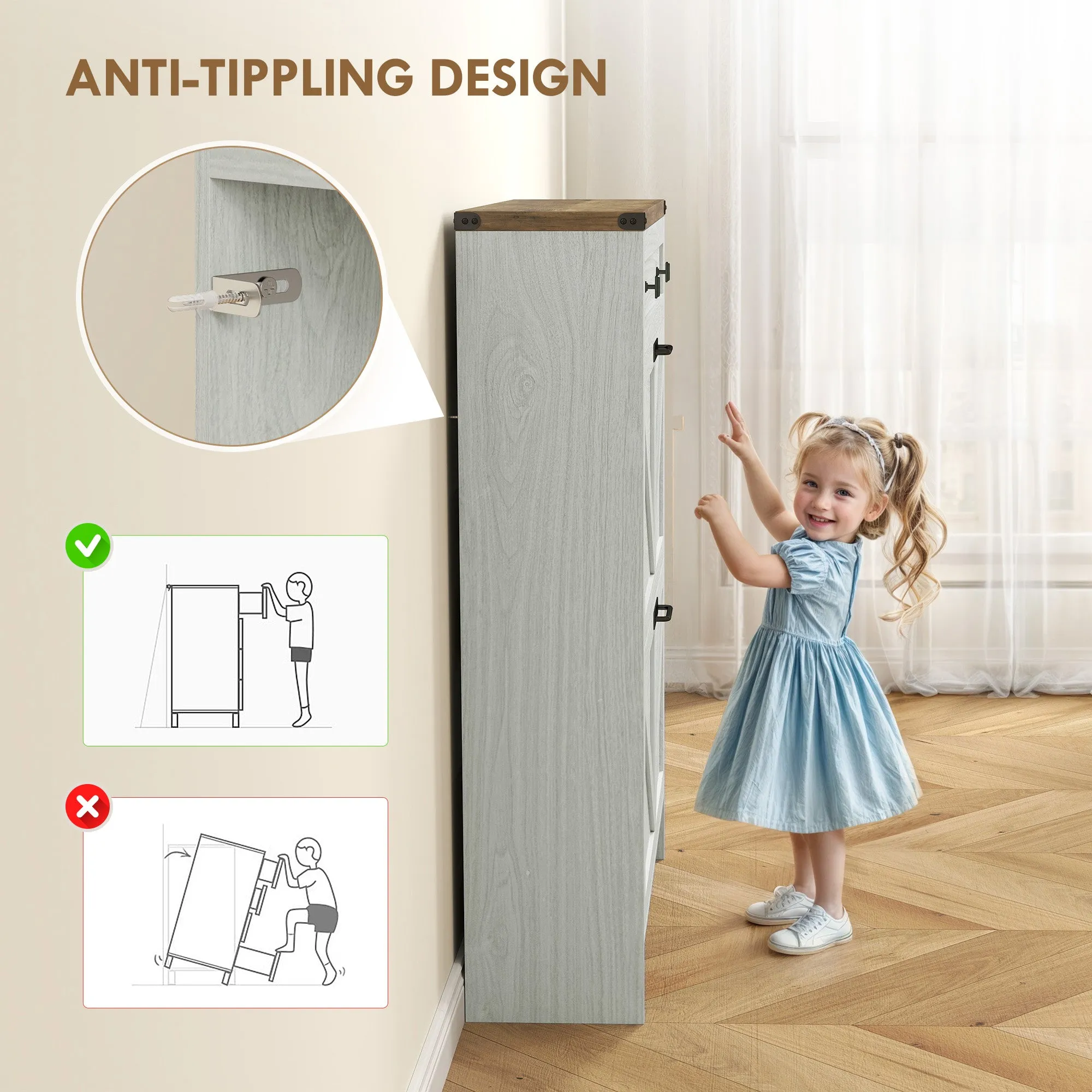 Narrow Shoe Storage Cabinet, Farmhouse Shoe Cabinet with 2 Flip Drawers, 1 Drawer, 12 Pairs for Entryway, White