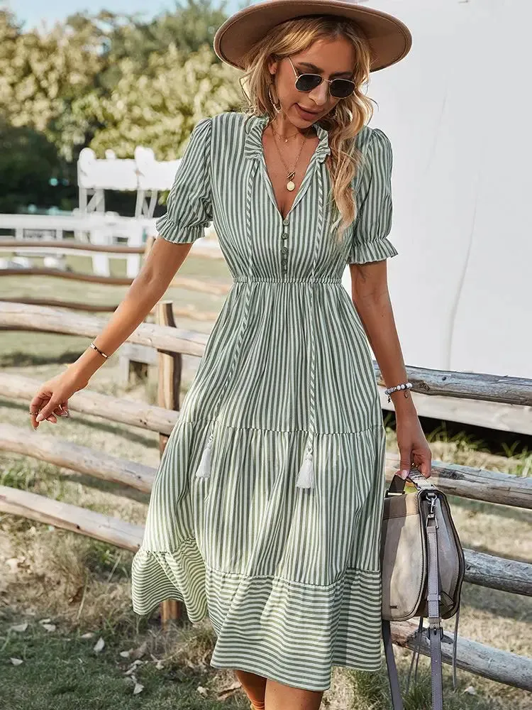 Noelle | Ruffle V-Neck Dress