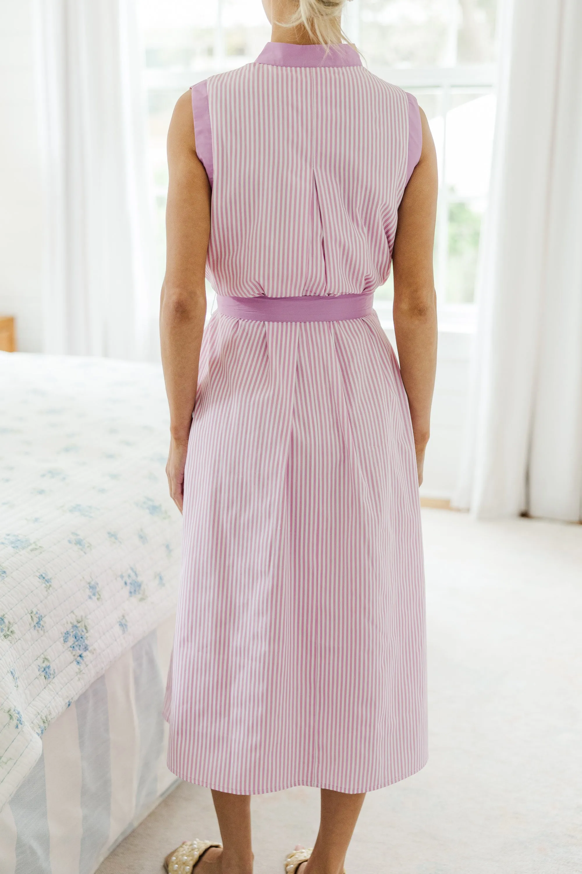 NURSING COLLECTION: It's Your Story Pink Striped Midi Dress