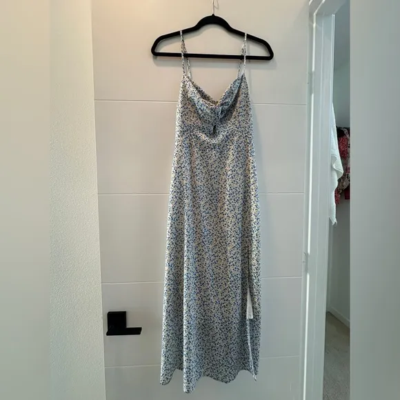 ON YOU blue &amp; white floral cutout midi dress formal wedding party summer party S