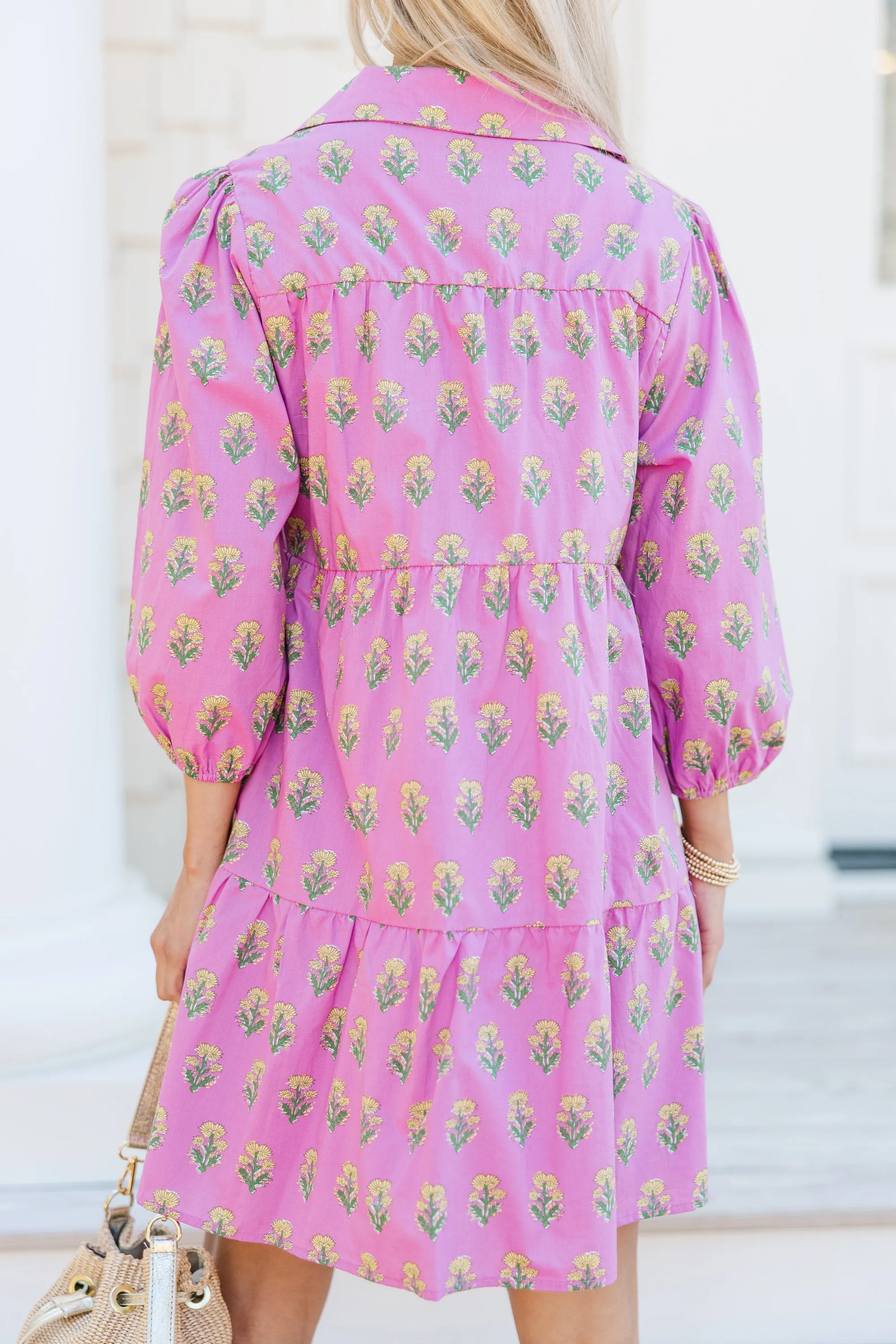 On Your Way Pink Medallion Babydoll Dress