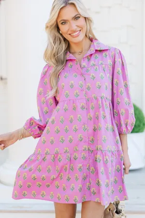 On Your Way Pink Medallion Babydoll Dress
