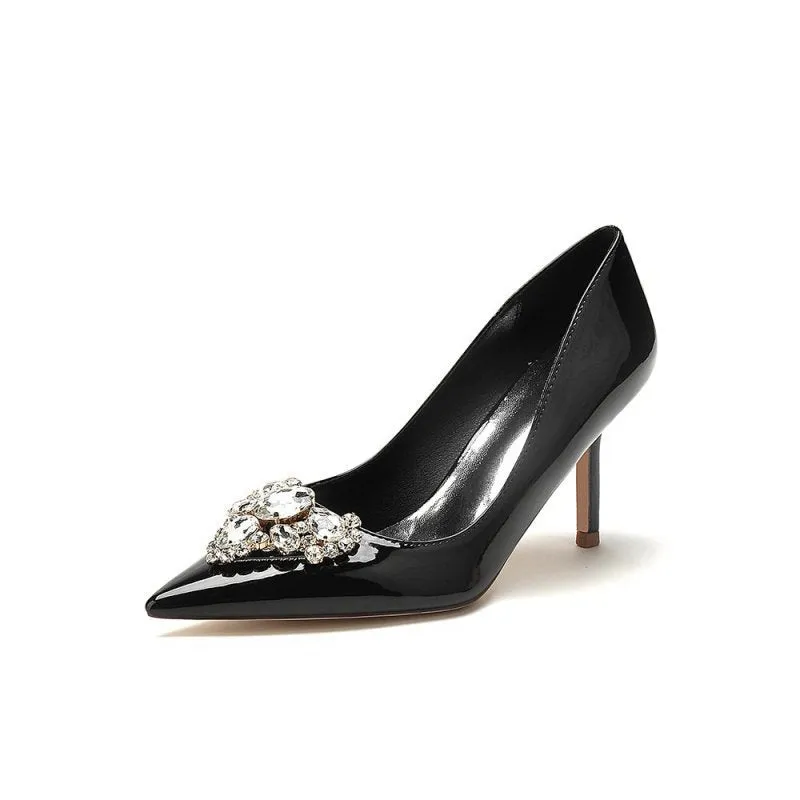 Patent Leather Rhinestone Stiletto Heels