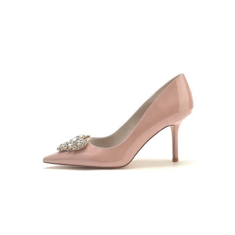 Patent Leather Rhinestone Stiletto Heels