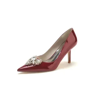 Patent Leather Rhinestone Stiletto Heels