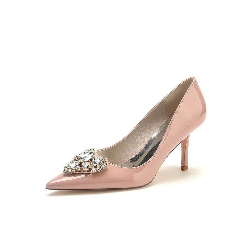 Patent Leather Rhinestone Stiletto Heels