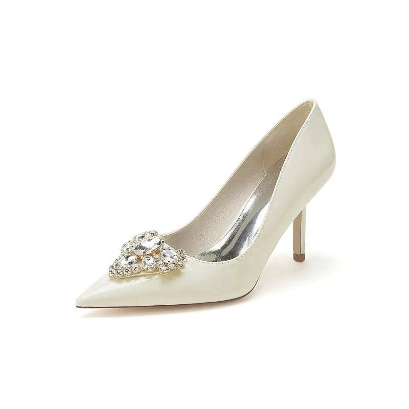 Patent Leather Rhinestone Stiletto Heels