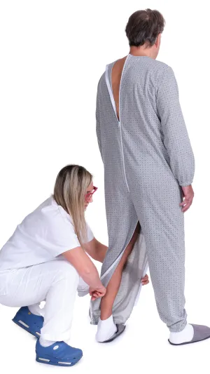Pigiama Sanitario a manica lunga con 2 zip/cerniere posteriore e interno gamba misto cotone poliestere - 9008/2
