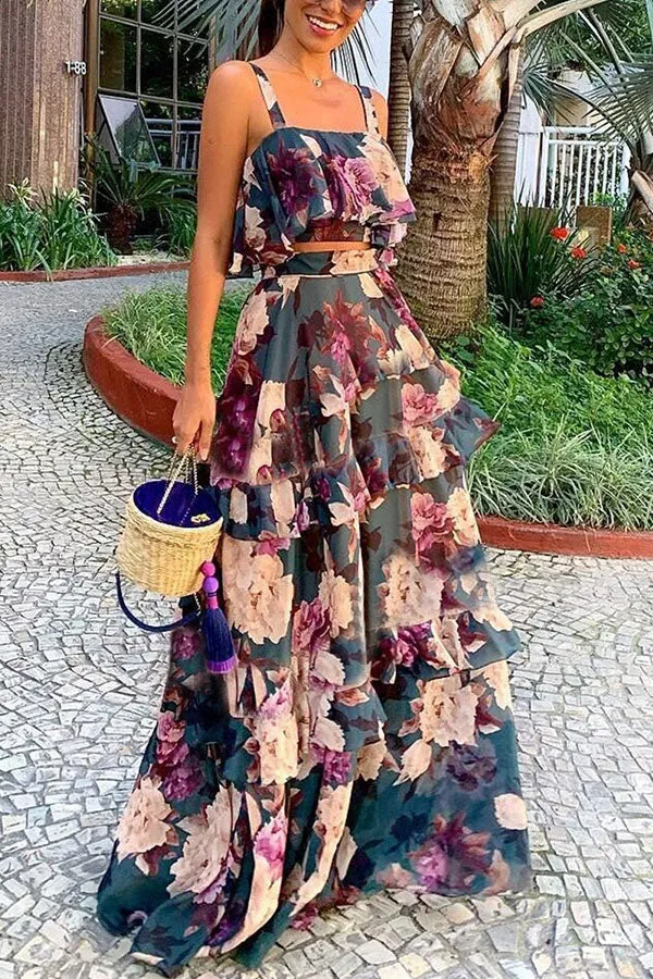 Printed Ruffle Waist Dress