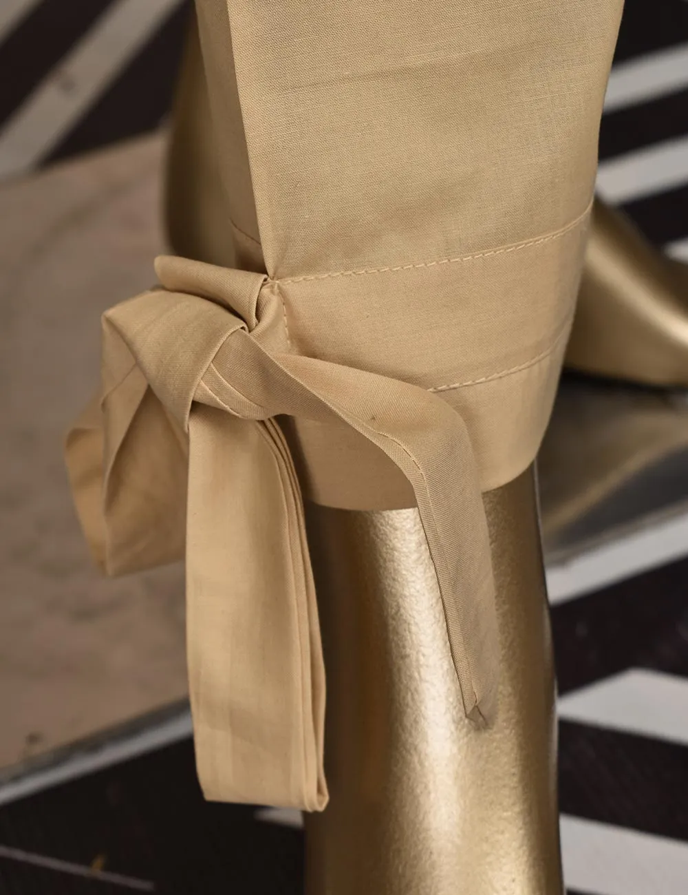 Ready To Wear Cotton Trouser With Bow Bottom - Chicsta (CT-12-Skin)