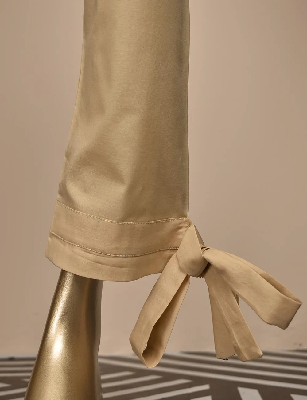 Ready To Wear Cotton Trouser With Bow Bottom - Chicsta (CT-12-Skin)
