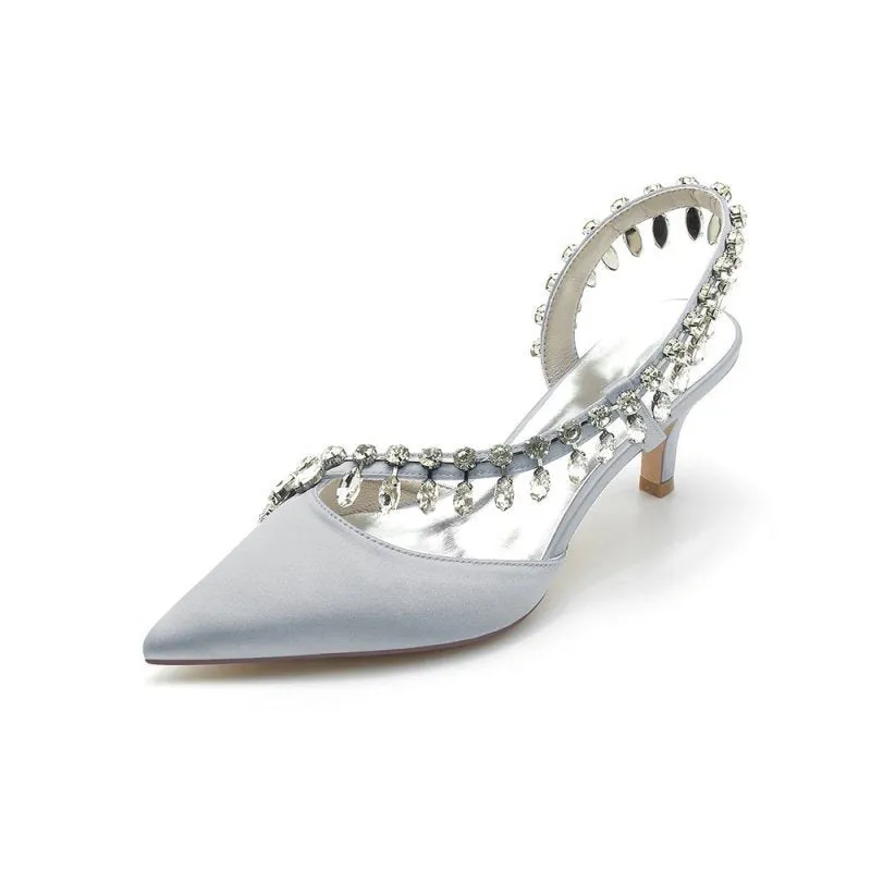 Rhinestone Beaded Pointed Toe High Heels