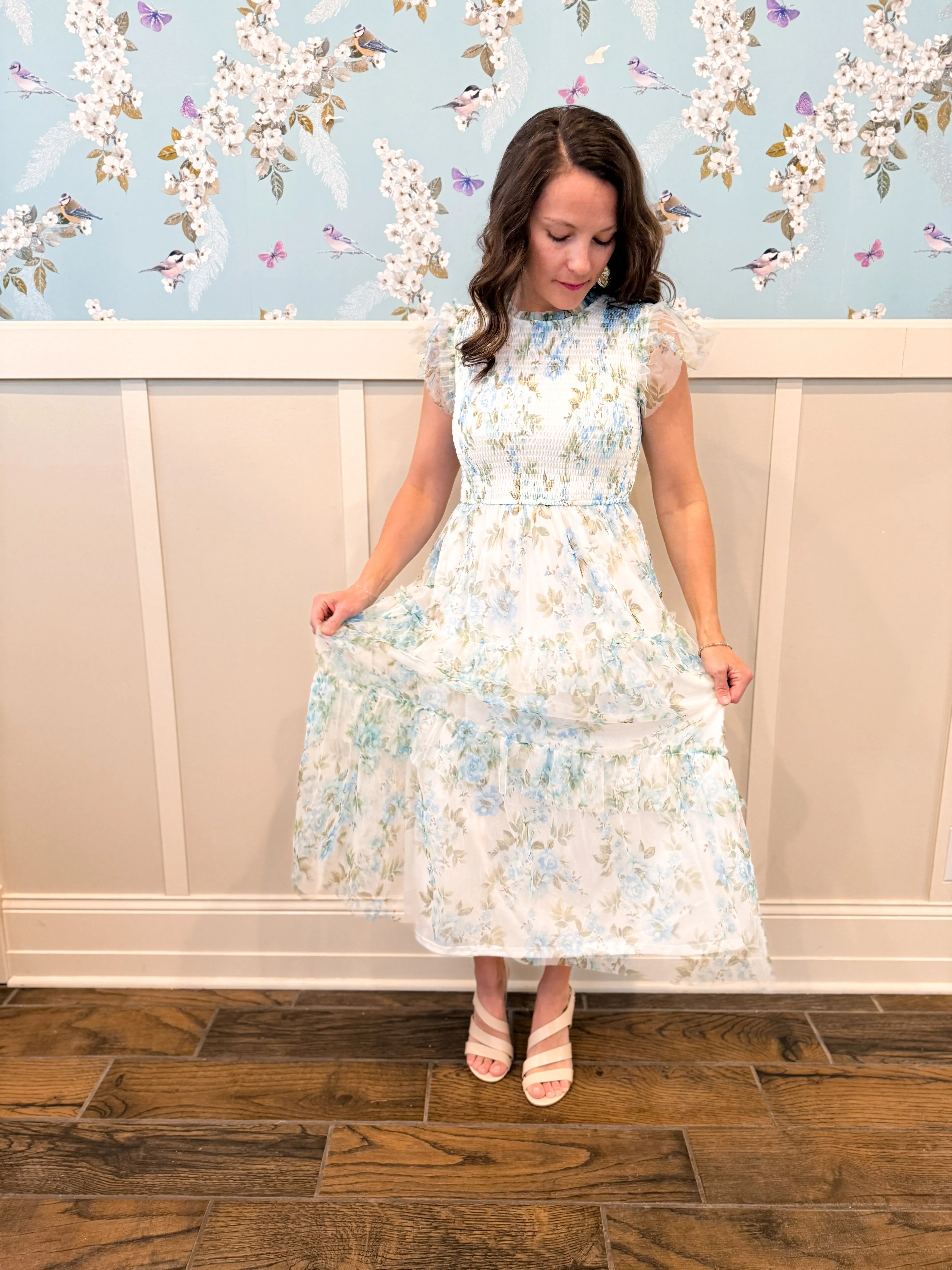 Secret Garden Maxi Dress in Blue