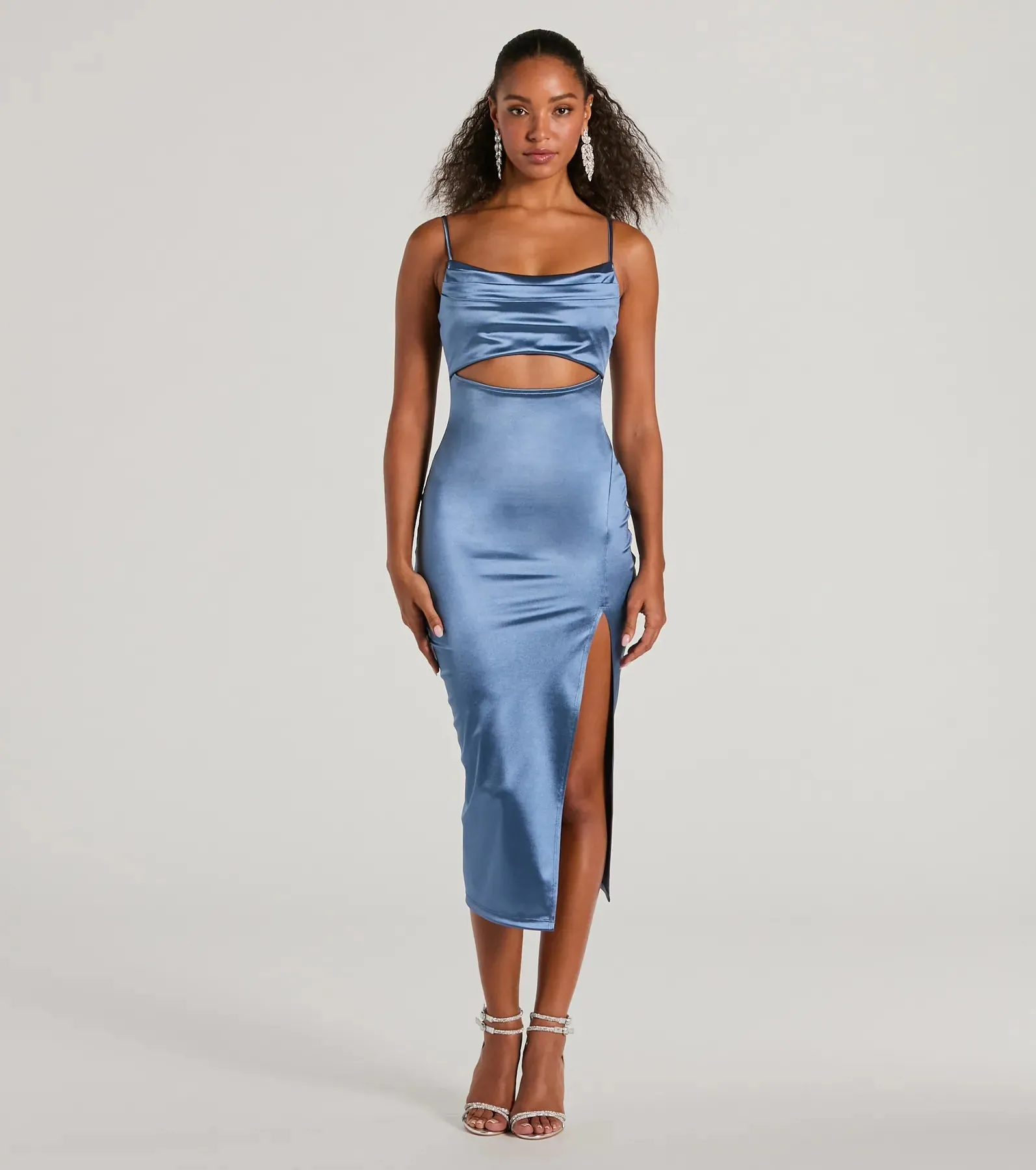Seona Formal Satin Midi Dress