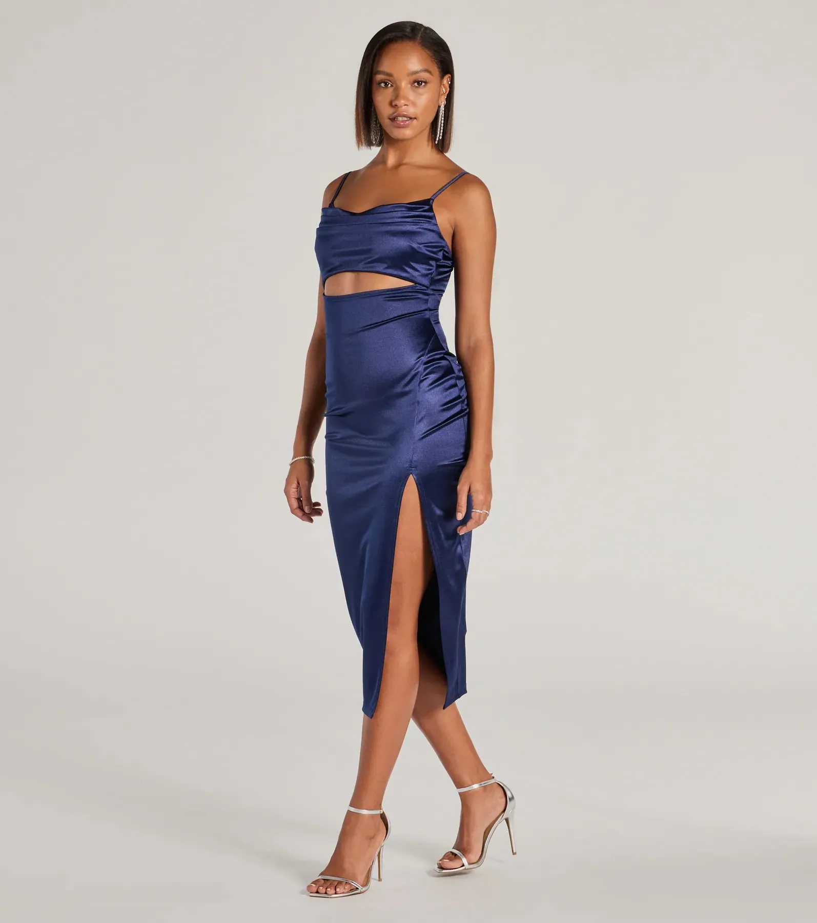 Seona Formal Satin Midi Dress