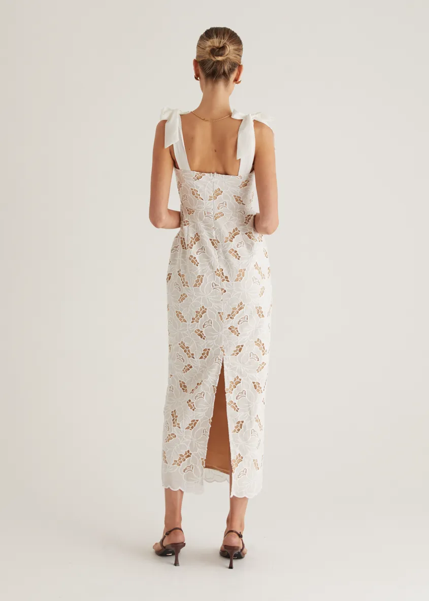 Serenity Embroidered Maxi Dress - Off White