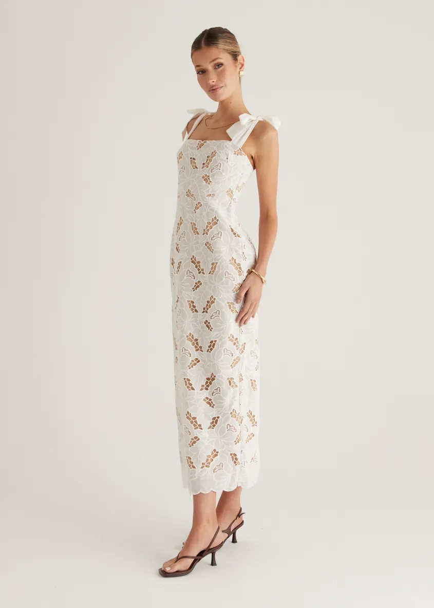 Serenity Embroidered Maxi Dress - Off White