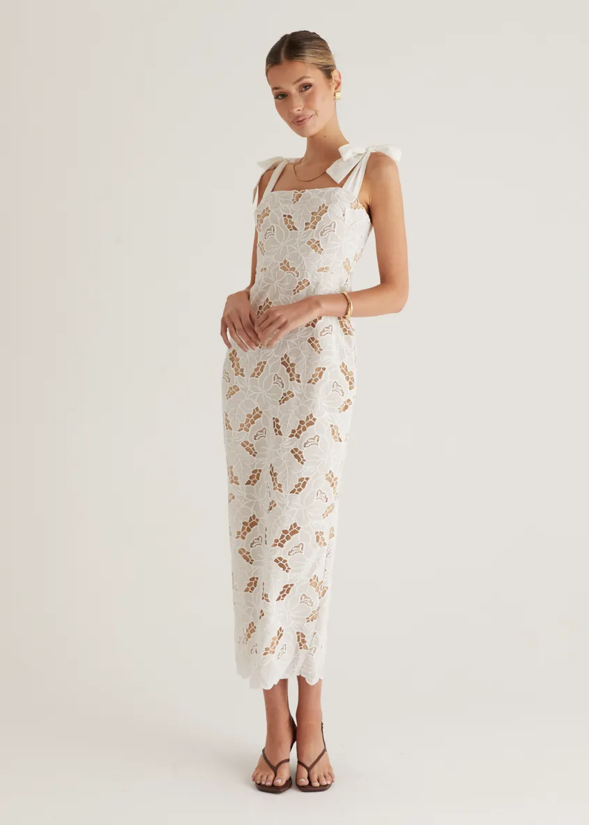 Serenity Embroidered Maxi Dress - Off White