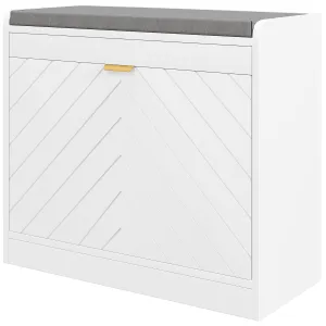 Shoe Storage with Seat, Upholstered Hallway Bench, Shoe Bench with Flip Drawer and Vent for 5 Pairs of Shoes