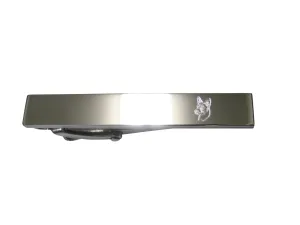 Silver Toned Etched Sleek Dog Head Skinny Tie Clip