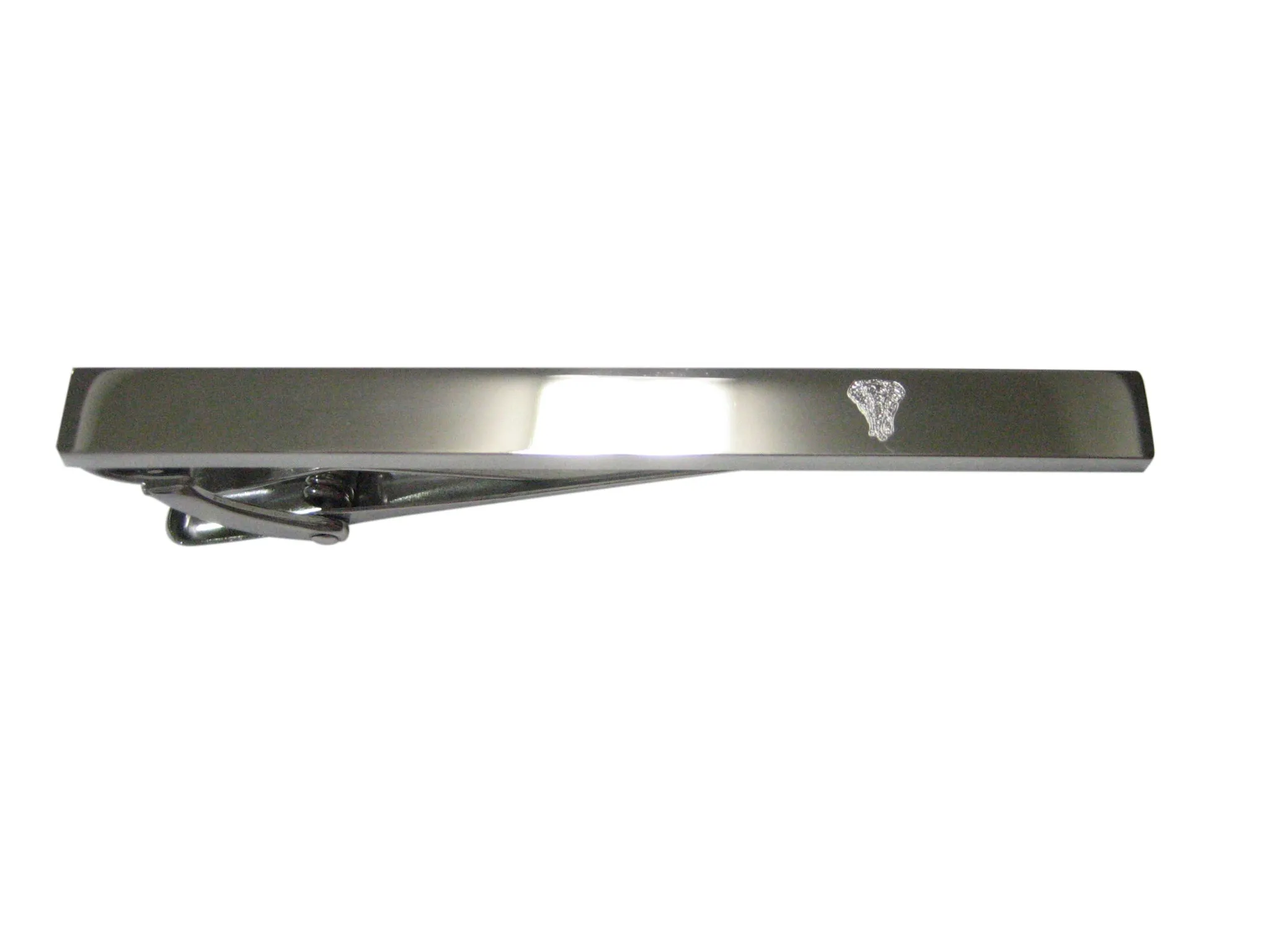 Silver Toned Etched Sleek Front Facing Elephant Tie Clip
