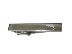 Silver Toned Etched Sleek Jumping Killer Whale Orca Skinny Tie Clip