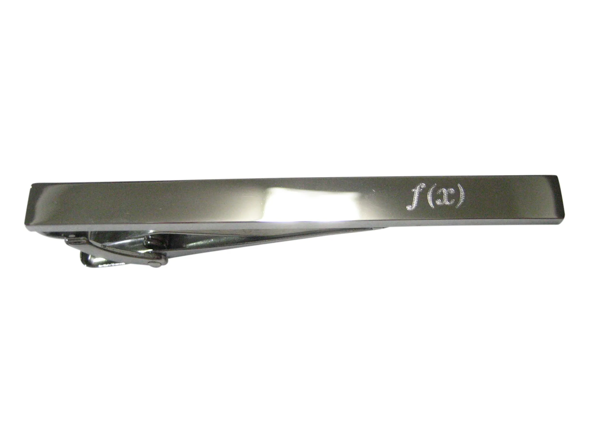Silver Toned Etched Sleek Mathematical Function of X Tie Clip