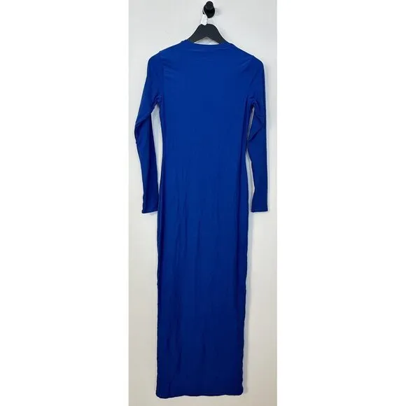 SKIMS Fits Everybody Long Sleeve Crewneck Dress in Sapphire Size Large