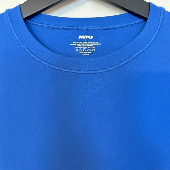 SKIMS Fits Everybody Long Sleeve Crewneck Dress in Sapphire Size Large