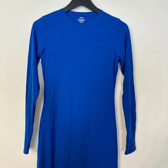 SKIMS Fits Everybody Long Sleeve Crewneck Dress in Sapphire Size Large