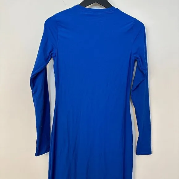 SKIMS Fits Everybody Long Sleeve Crewneck Dress in Sapphire Size Large